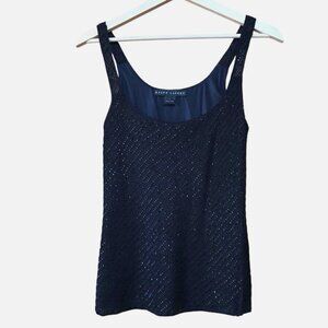 Ralph Lauren Black Label Tank Top Black Beaded Evening